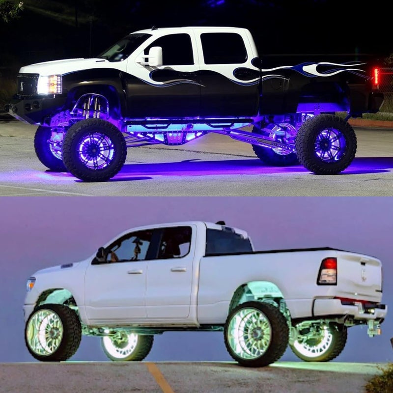 DEERMOTO 4PCS 17.5inch RGB LED Wheel Rim Lights with Bluetooth and Remote Control,Wheel Ring Light Kits with Turn Signal and Braking Function Tire Lights for Pickup Truck SUV Car(17.5inch) - Image 2